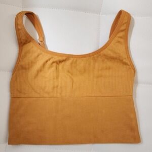 Victoria's Secret PINK Seamless Ribbed Crop Top Mustard Yellow Convertible Strap